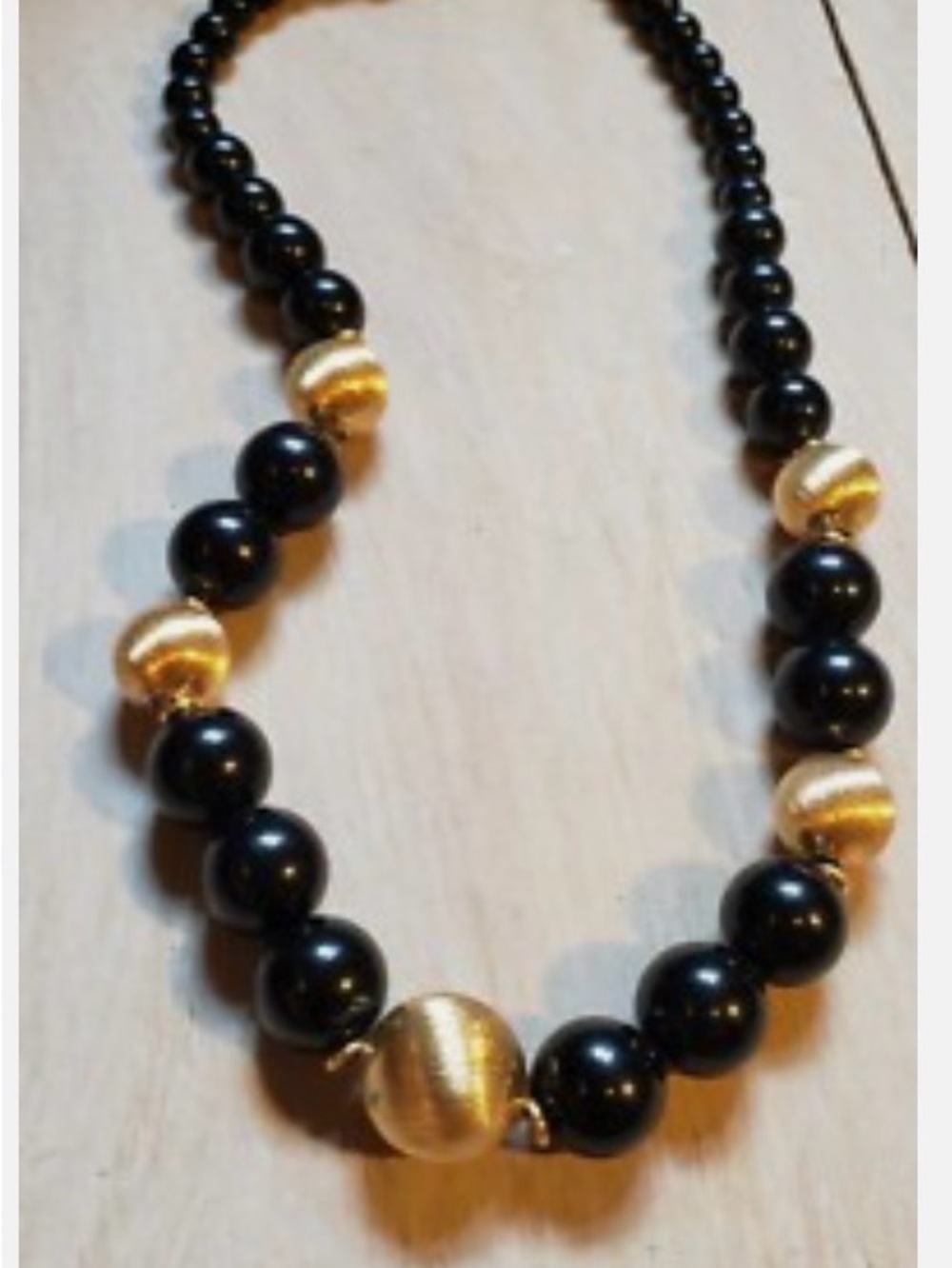 Napier Black and Gold Beaded Statement Necklace - Women Jewelry